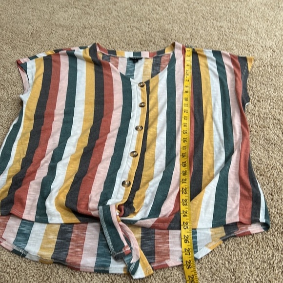 Torrid SZ 2X striped multi front button tie blouse. - Picture 6 of 7